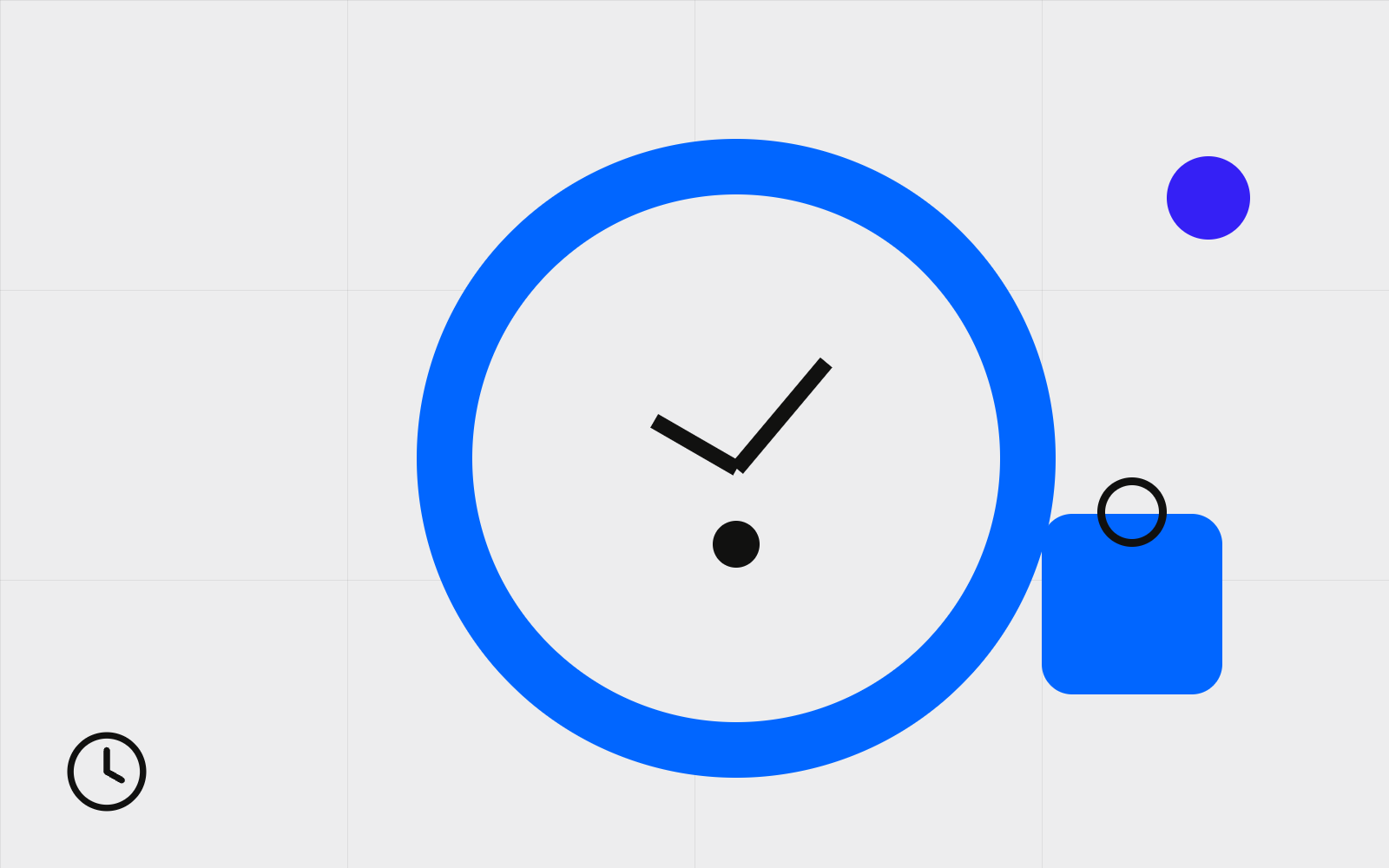 Abstract clock with one planned calendar cell