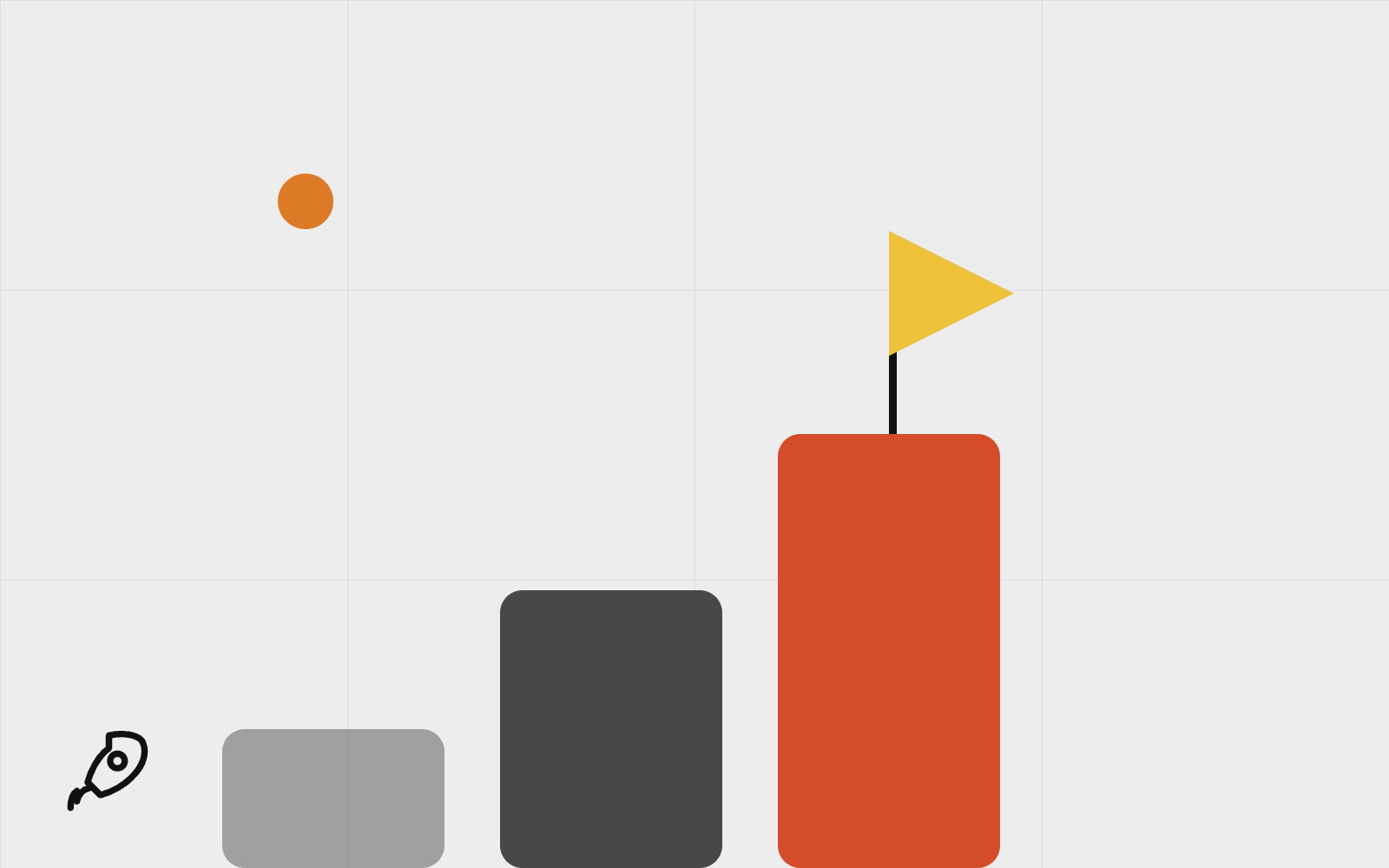 Abstract steps rising with flag
