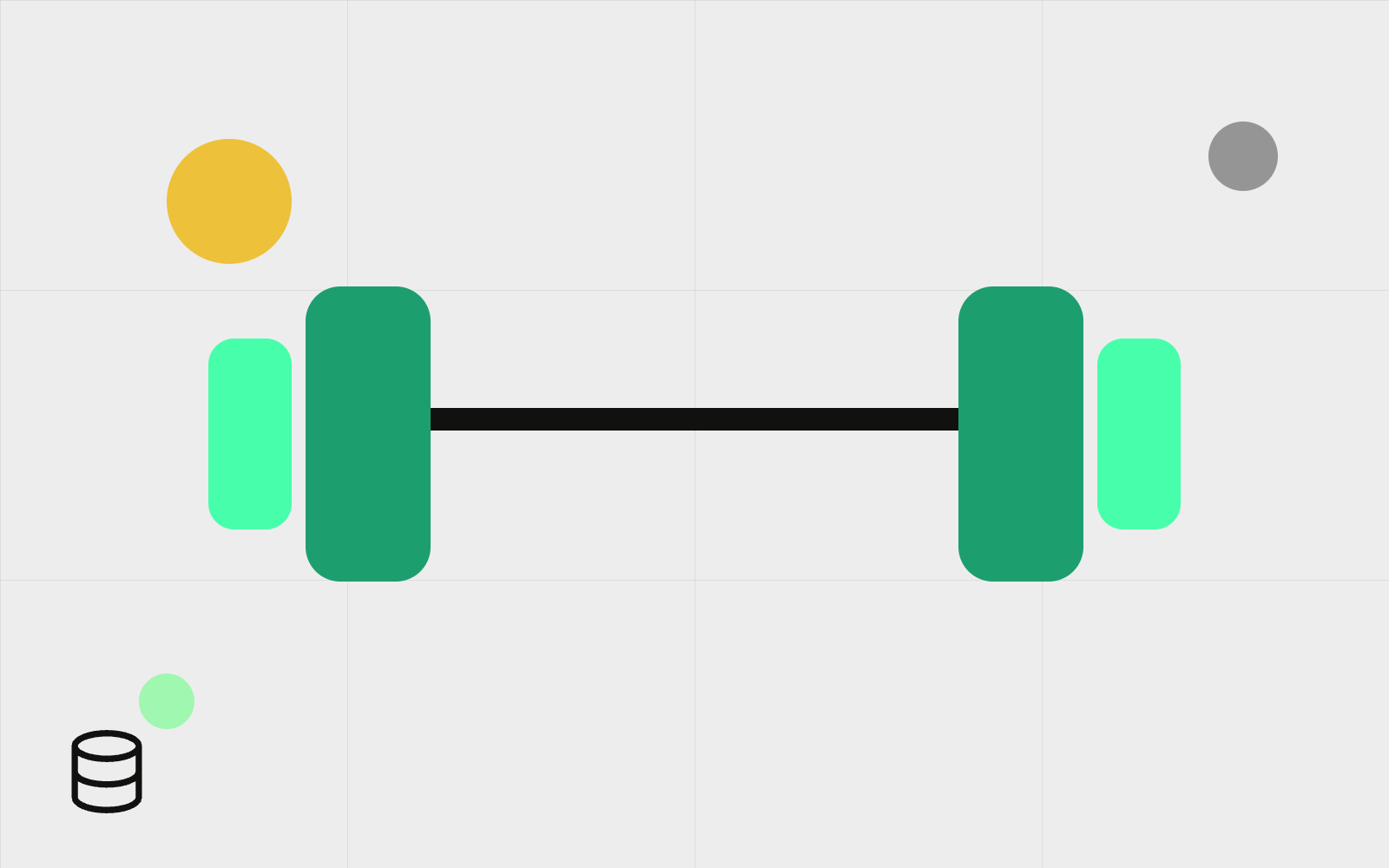 Abstract dumbbell with coin