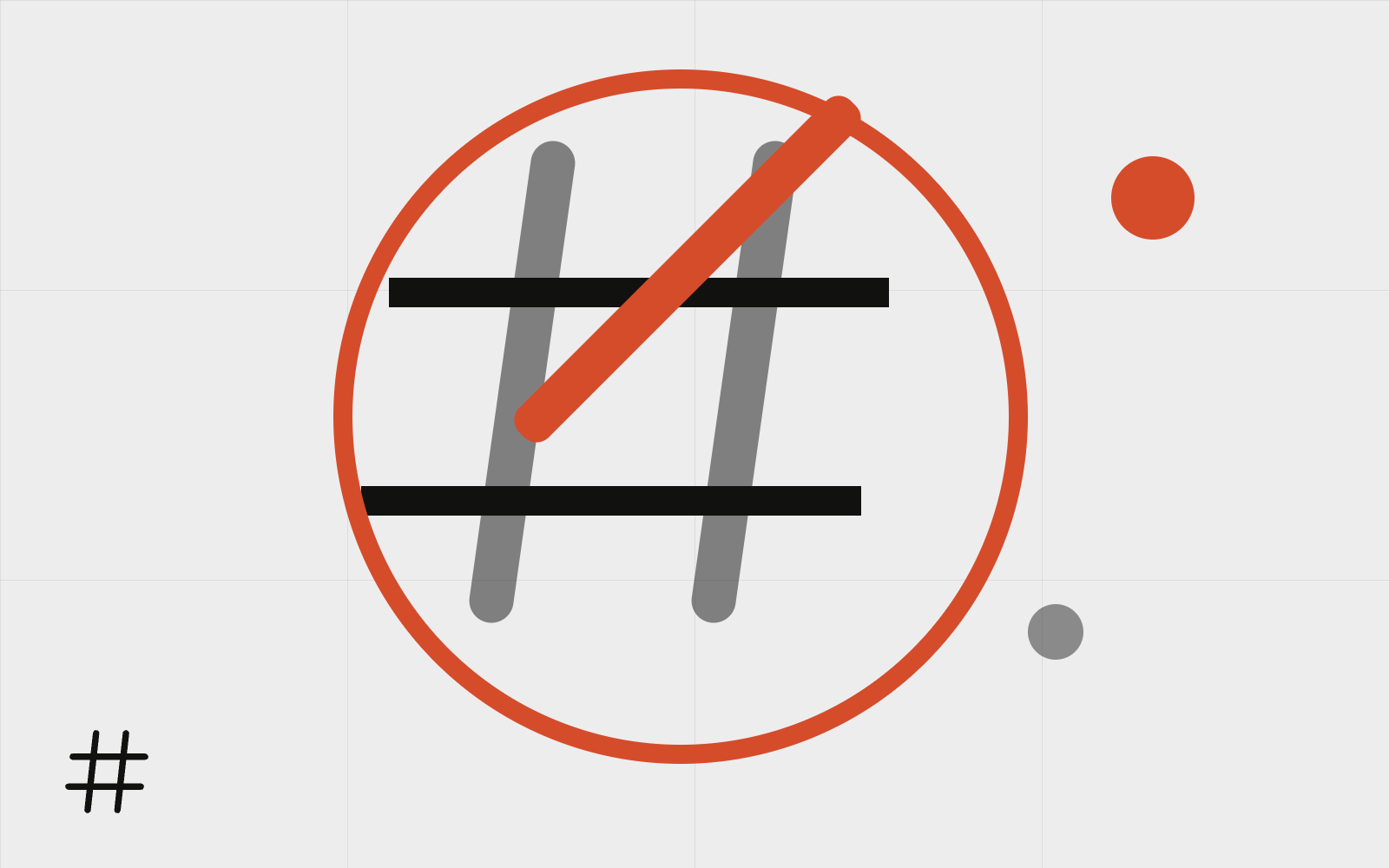 Abstract hashtag crossed out