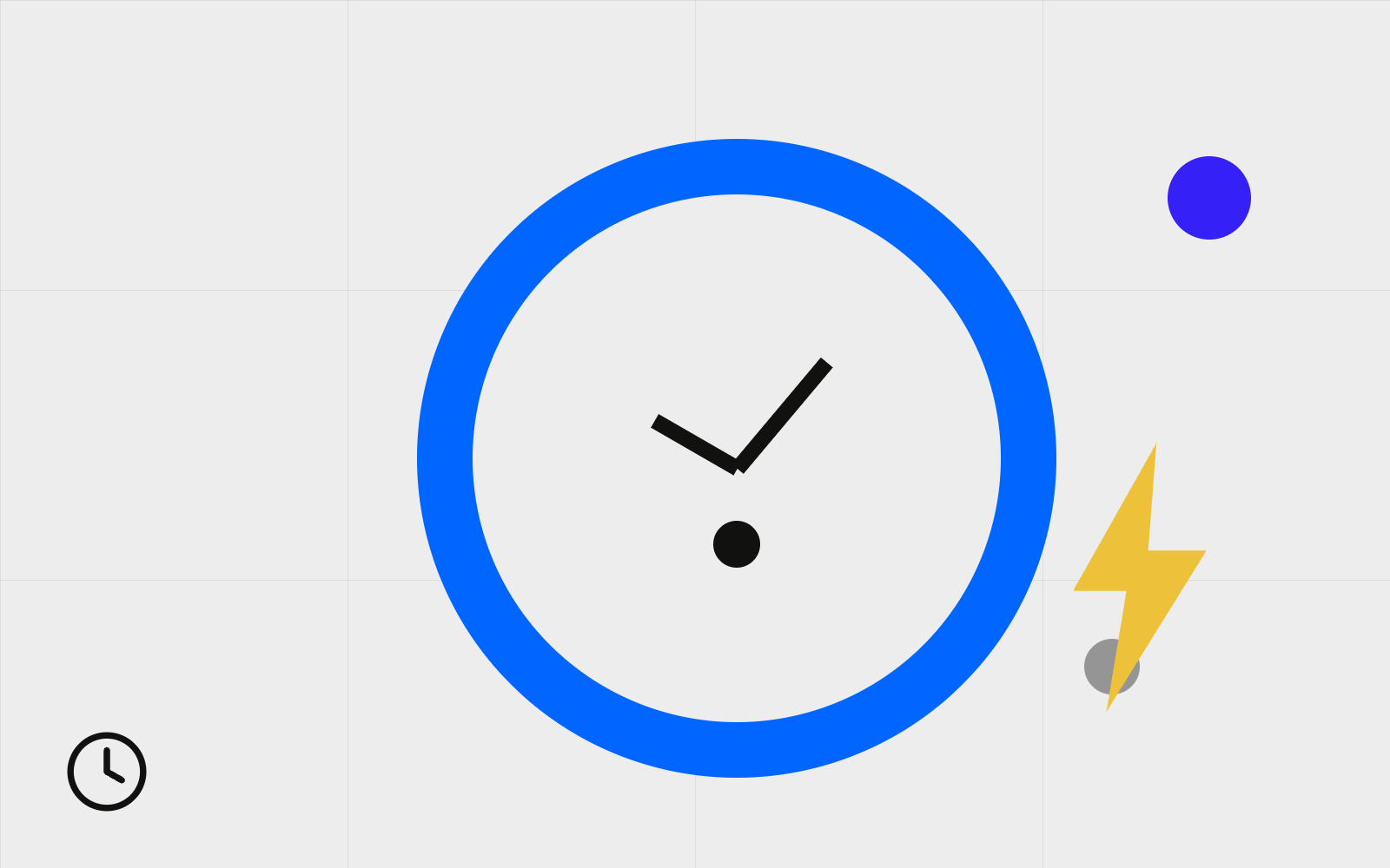 Abstract clock with lightning bolt