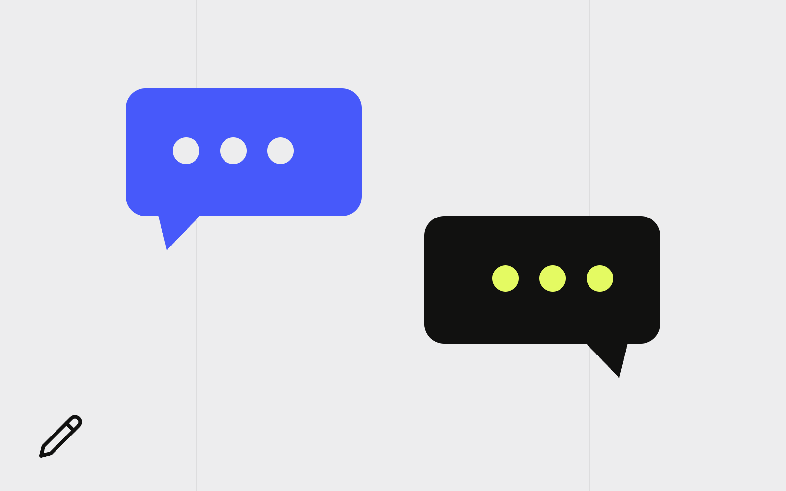 Abstract speech bubbles with typing dots