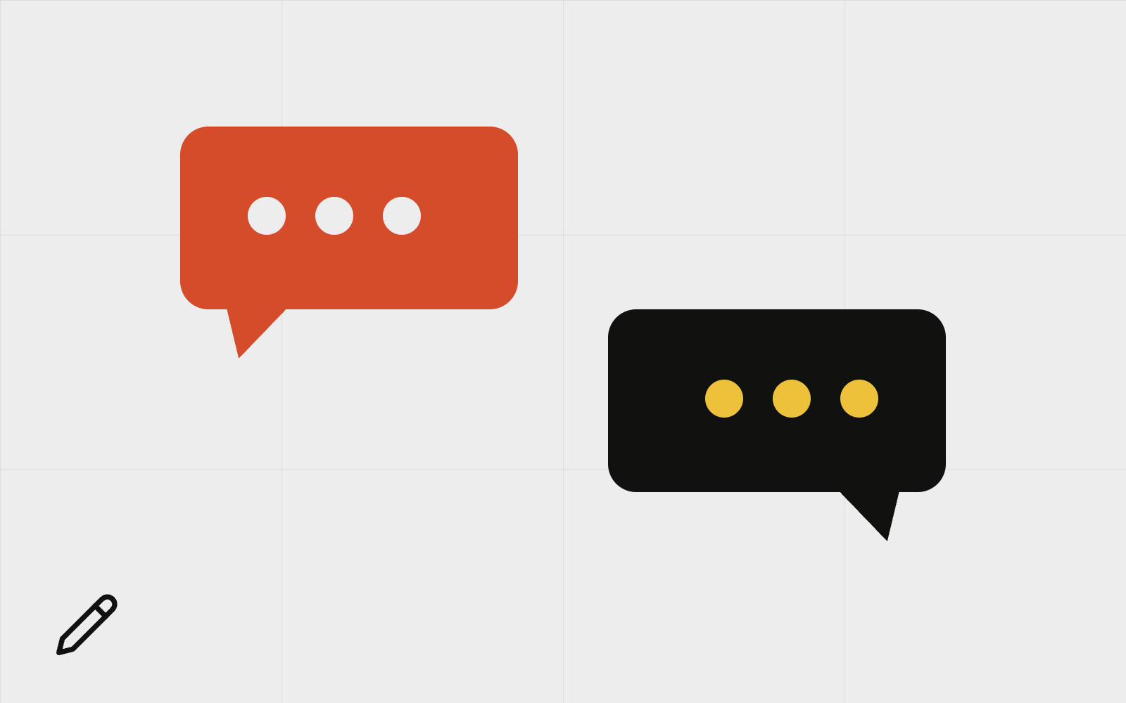 Abstract speech bubbles with typing dots