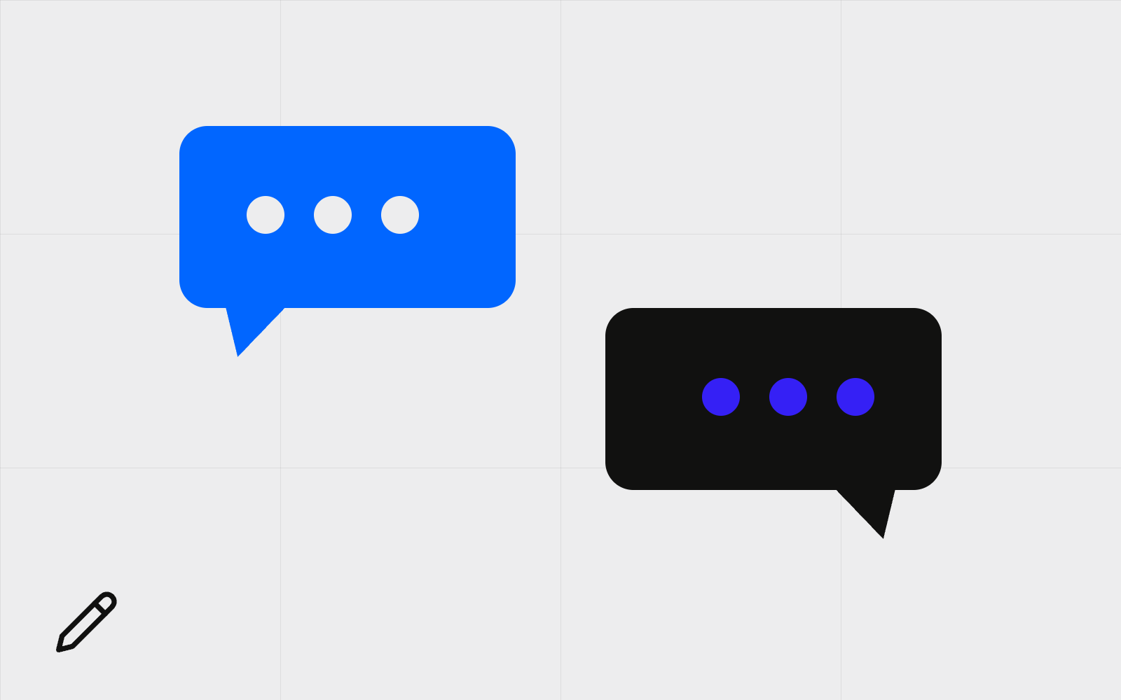 Abstract speech bubbles with typing dots
