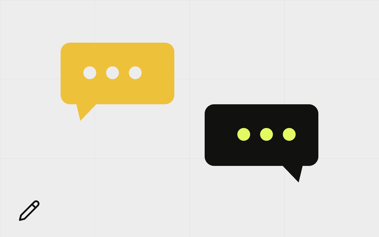 Abstract speech bubbles with typing dots