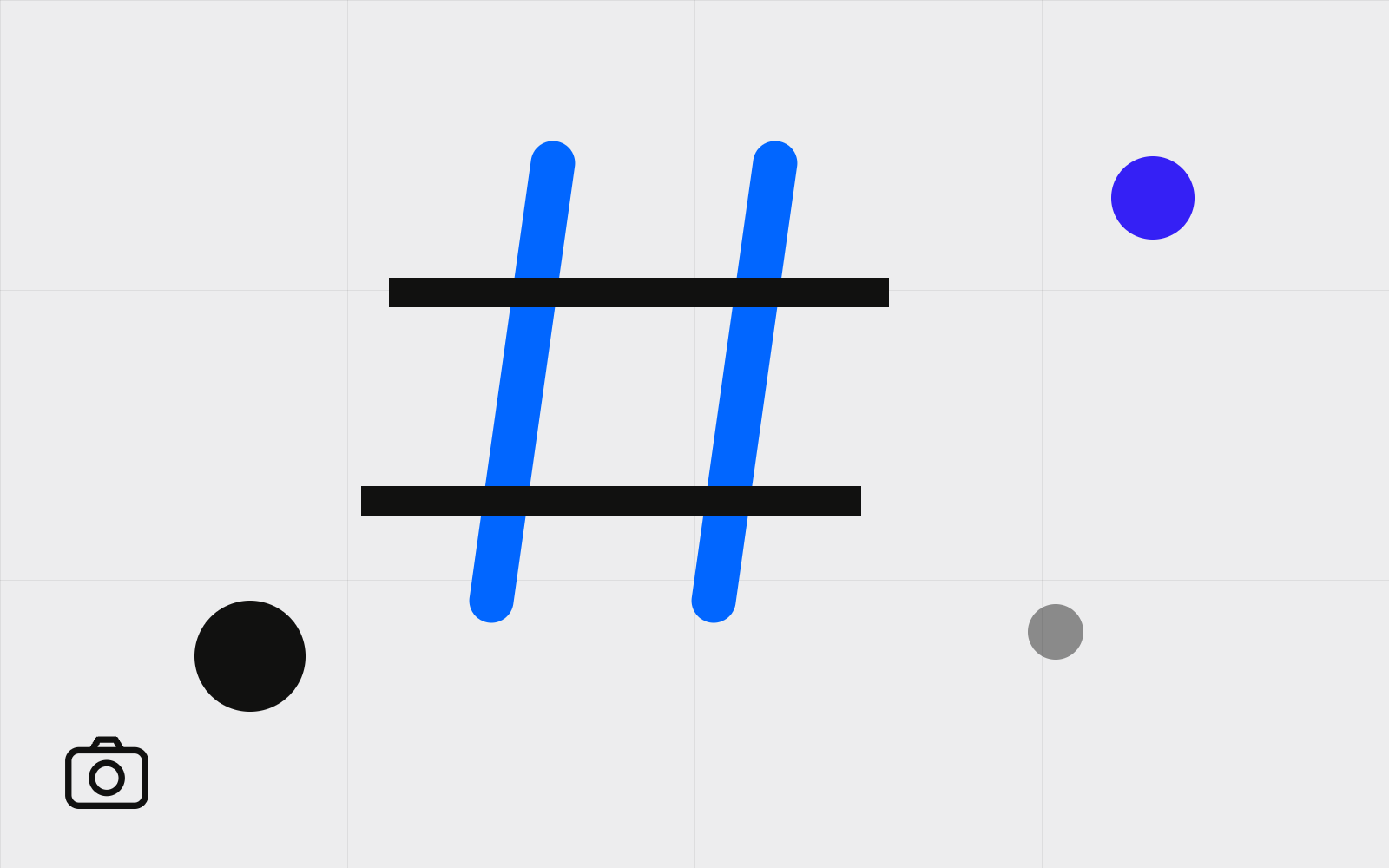 Abstract hashtag with camera dot