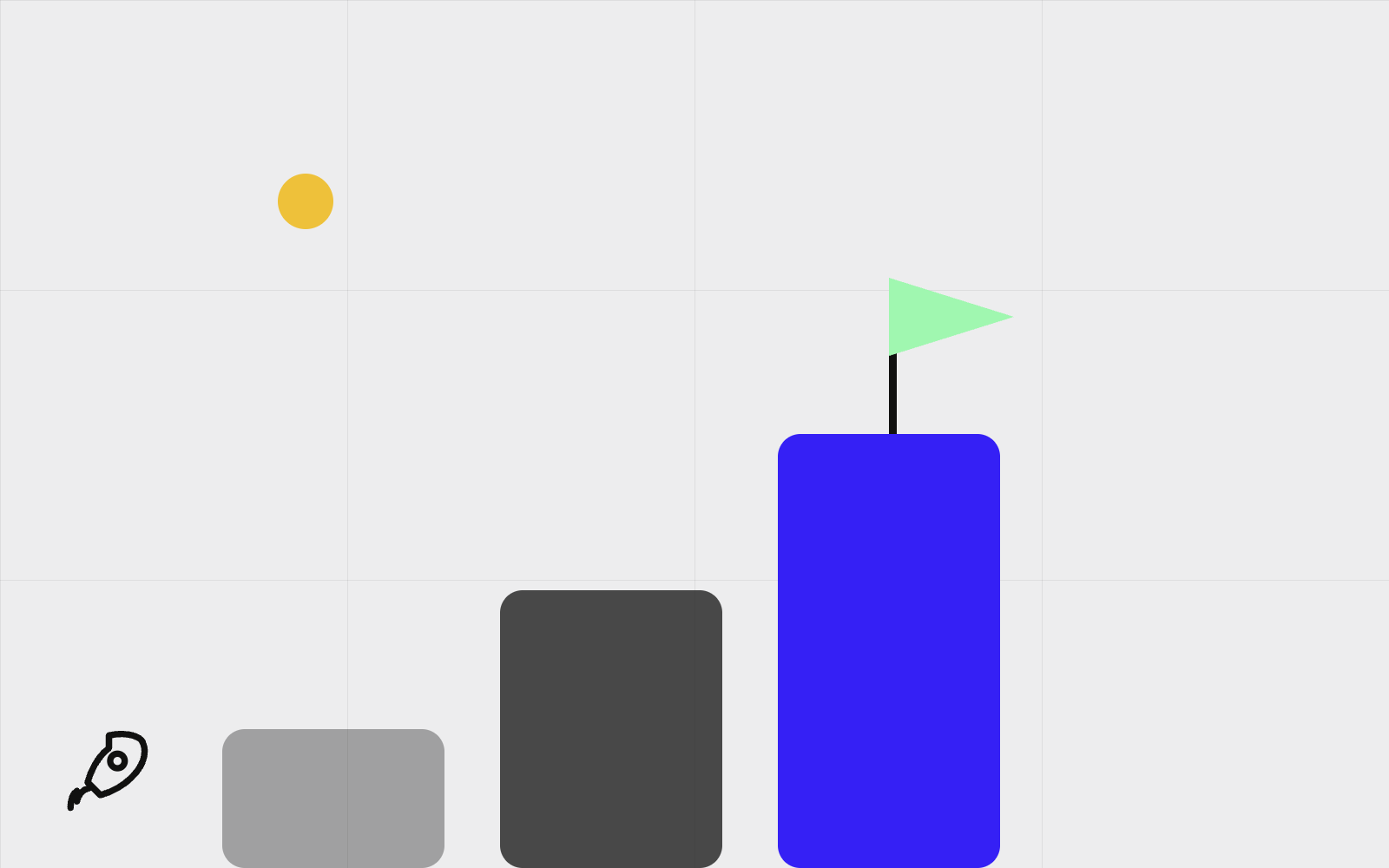Abstract staircase rising from nothing with a flag on the top step