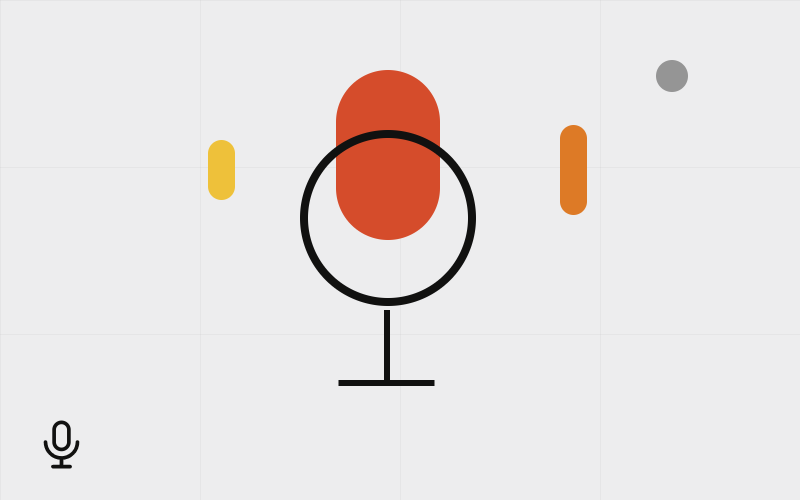 Abstract podcast microphone with waves