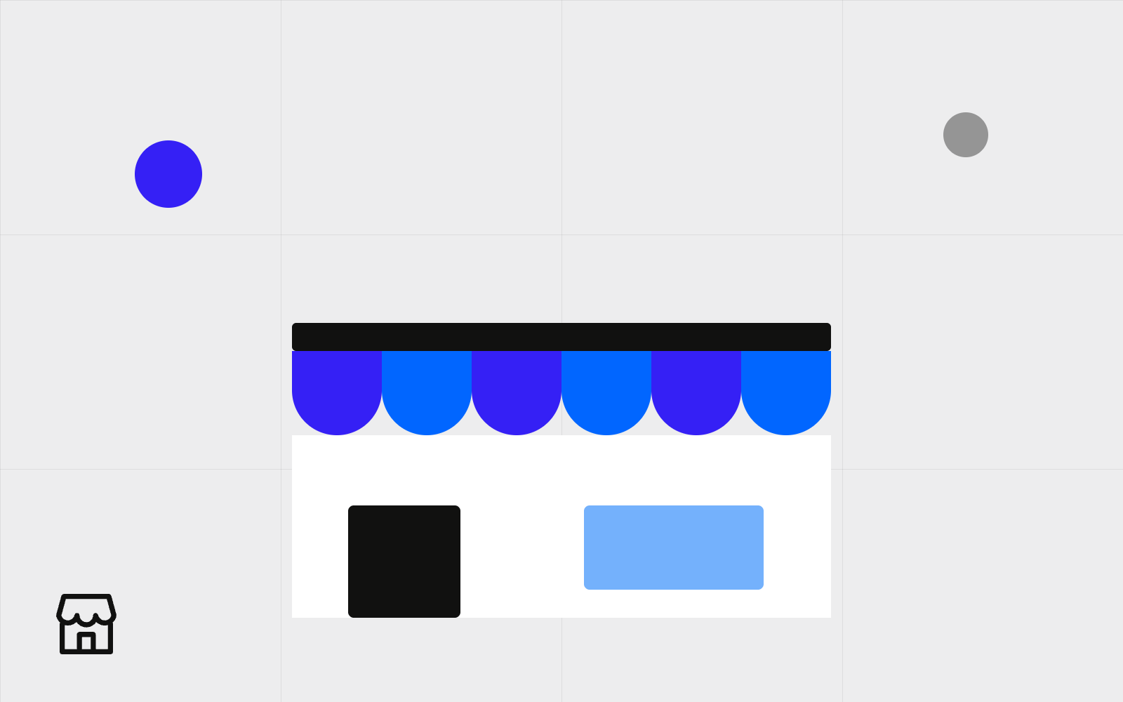 Abstract storefront with striped awning