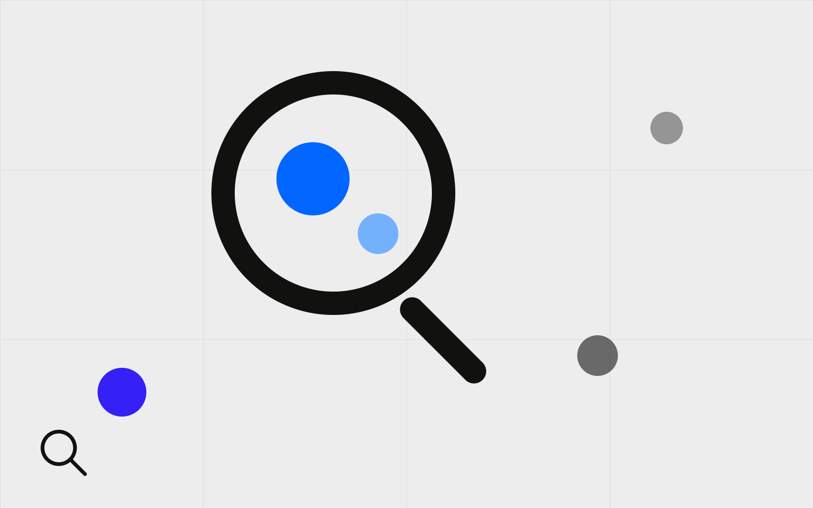 Abstract magnifier over competitor dots