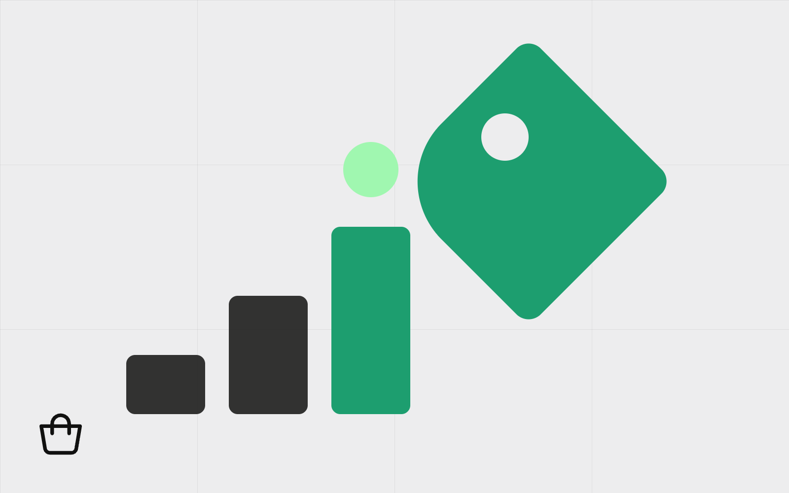 Abstract price tag beside rising steps