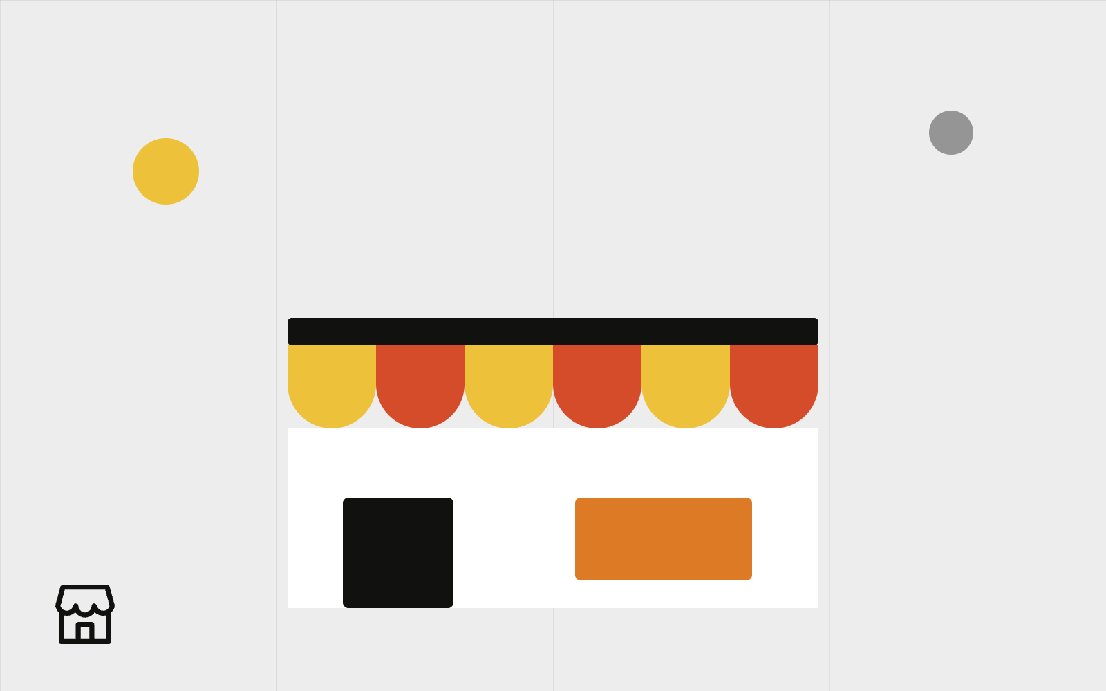 Abstract storefront with striped awning