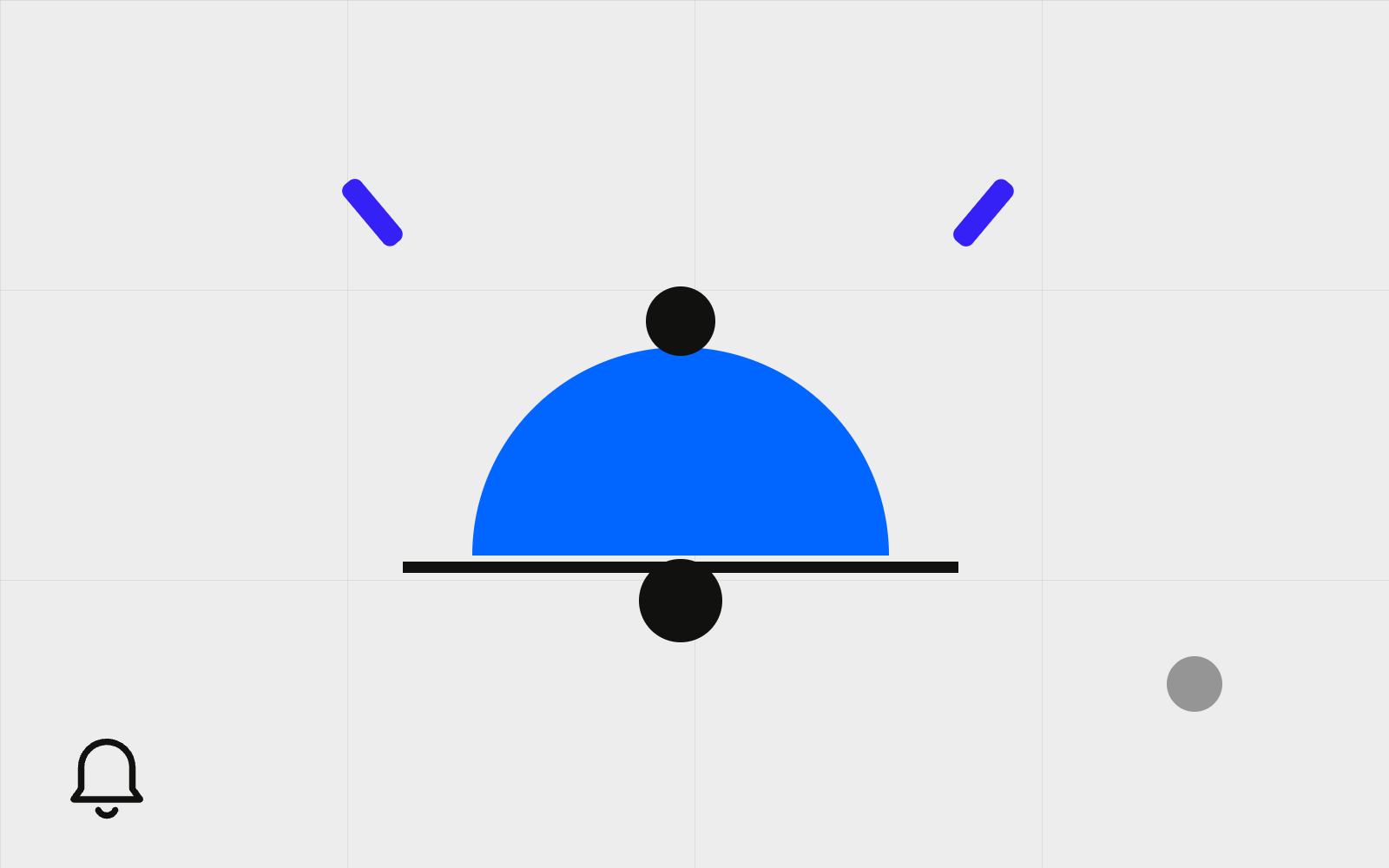 Abstract notification bell with rays