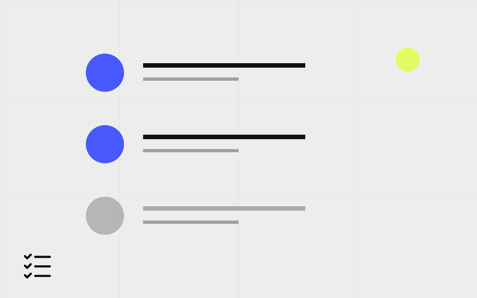 Abstract checklist rows