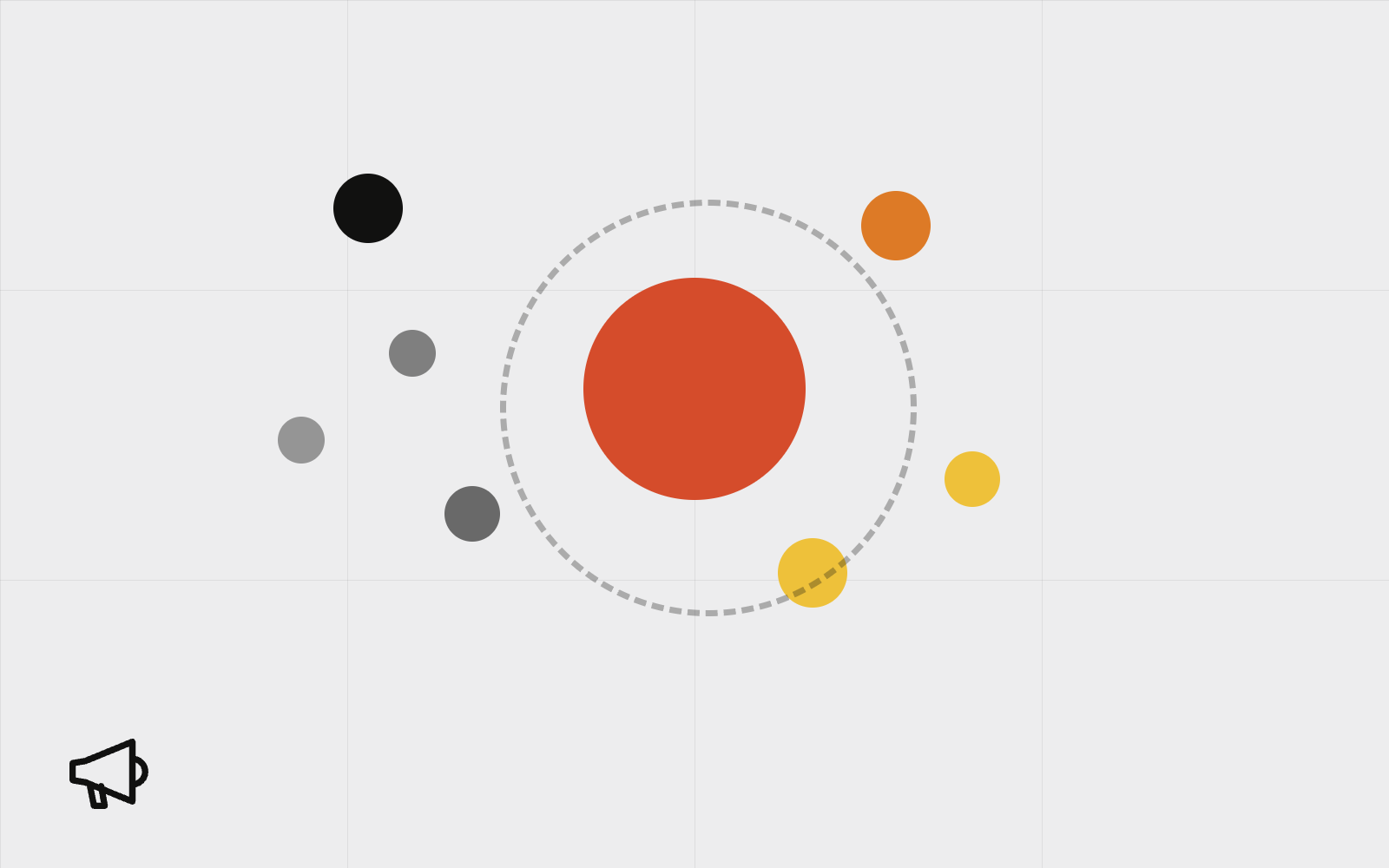 Abstract hub with micro-influencer dots